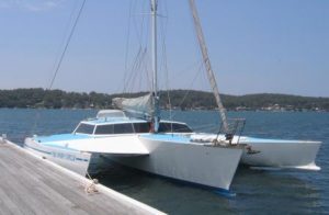 Crowther Impala Trimaran Inner Circle. Owned by multihull yacht delivery skipper David Mitchell. Boat skipper in Rathmines NSW Australia